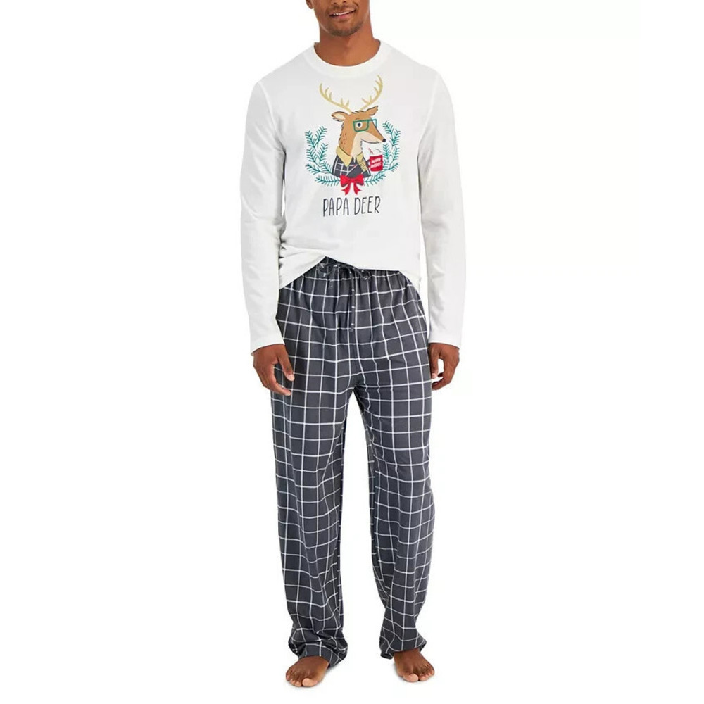 Family Pajamas Mens Matching Papa Deer Mix It Family Pajama Set,Large